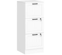 HOMCOM Mueble Archivador con Cerraduras y 3 Cajones para Escritorio Carpetas para A4 y Carta 40x40x101 cm Blanco Aosom España