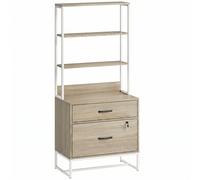HOMCOM Mueble Archivador con Estantería 2 Cajones Encimera para Impresora Cerradura para A4 Letter Legal Roble Aosom España