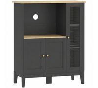 HOMCOM Mueble armario microondas para cocina con 1 nicho, 3 puertas pasacables 80 x 35 x 97 cm negro y aspecto madera
