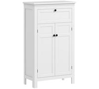 HOMCOM Mueble Auxiliar Baño con Cajón 2 Puertas y Estantes Ajustables Armario de Baño 60x30x102,5 cm Blanco Aosom España