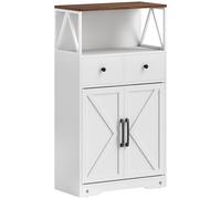 HOMCOM Mueble Auxiliar de Almacenaje con Estantes y Cajones Diseño Clásico para Salón Cocina o Dormitorio 60x31x108 cm Blanco