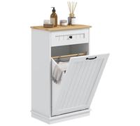 HOMCOM Mueble Auxiliar de Baño Cesto para Ropa Sucia 52x33x90 cm Blanco