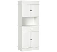 HOMCOM Mueble Auxiliar de Cocina Aparador Alacena con 1 Cajón 4 Puertas y Estantes Interiores Ajustables para Comedor Salón Antivuelco 74,3x39,4x183 cm Blanco