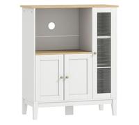 Homcom mueble auxiliar de cocina moderno mueble para microondas aparador de cocina con estantes 3 puertas compartimiento abierto y sistema anti-vuelco para comedor 80x35x97 cm blanco