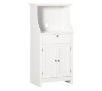 HOMCOM Mueble Auxiliar de Cocina Mueble para Microondas Aparador de Cocina con Cajón Estante 2 Puertas Compartimento Diseño Anti-vuelco para Comedor 60x40x122,5 cm Blanco