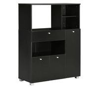 HOMCOM Mueble Auxiliar de Cocina Mueble para Microondas Aparador de Cocina con Cajón Estantes 3 Puertas 3 Compartimientos Diseño Anti-vuelco para Comedor 90x40x120 cm Negro