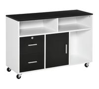 HOMCOM Mueble Archivador de Oficina con Ruedas Cajones y Estantes 100x35x65 cm
