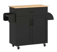 HOMCOM Mueble auxiliar/isla de cocina multi-almacenamiento cajones armario 2 puertas con estante regulable 105 x 36 x 85 cm negro Aosom España