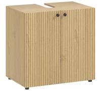 HOMCOM Mueble bajo Lavabo 2 Puertas 60x39,8x58,5cm Efecto Madera Natural | Cierre suave, estante ajustable, armario bajo lavabo para baño