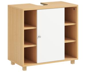 HOMCOM Mueble Bajo Lavabo 2 Puertas Cierre Suave y 6 Estantes 60x33x57 cm Blanco Aosom España