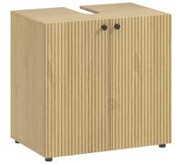 HOMCOM Mueble bajo lavabo 2 puertas con cierre suave y estante regulable, 60×39,8×58,5 cm - madera natural