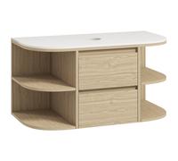 HOMCOM Mueble bajo lavabo baño suspendido mueble bajo lavabo con cajones de cierre suave y estantes Marrón Aosom España