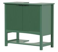HOMCOM Mueble bajo Lavabo baño Wave 65x32x62 cm Verde Oscuro | Mueble bajo lavabo 2 puertas, estante inferior abierto, moderno, ahorro espacio, para lavabos con/sin columna
