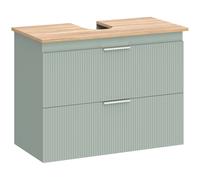 HOMCOM Mueble Bajo Lavabo con 2 Cajones con Frentes Ondulados para Lavabos con o sin Pedestal 80x40x60 cm Verde y Natural