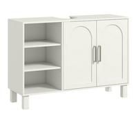 HOMCOM Mueble bajo Lavabo con Pie Moderno con 2 Puertas 90x30x63 cm Crema | Mueble de Lavabo, Armario de Baño, Estantes Ajustables
