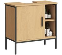 HOMCOM Mueble bajo Lavabo con Puerta y Estante Ajustable para Lavabo con Pedestal 60x30x59,5 cm Roble Caqui oscuro