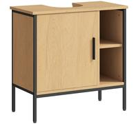 HOMCOM Mueble bajo Lavabo con Puerta y Estante Ajustable para Lavabo con Pedestal 60x30x59,5 cm Roble