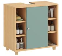 HOMCOM Mueble bajo Lavabo, Mueble de baño bajo Lavabo con 6 estantes Abiertos y Puerta de Cierre amortiguado para Lavabo con o sin Pedestal, 60 x 33 x 57 cm, Verde
