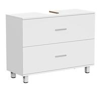 HOMCOM Mueble Bajo Lavabo, Mueble de Baño con 2 Cajones, Estilo Moderno, para Lavabo sin Pedestal, 80x30x60 cm, Blanco BLANCO