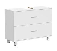 HOMCOM Mueble Bajo Lavabo, Mueble de Baño con 2 Cajones, Estilo Moderno, para Lavabo sin Pedestal, 80x30x60 cm, Blanco