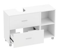 HOMCOM Mueble Bajo Lavabo Mueble de Baño con 2 Cajones y 2 Estantes Abiertos para Lavabo con Pedestal 90x30x60 cm Blanco