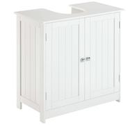 HOMCOM Mueble bajo Lavabo, Mueble de Baño con 2 Puertas y Estante Ajustable, Armario de Baño para Lavabo con o sin Pedestal, Estilo Moderno, 60x30x60 cm Blanco