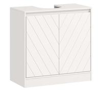 HOMCOM Mueble Bajo Lavabo, Mueble de Baño con 2 Puertas y Estante Ajustable, Armario de Baño para Lavabos con o sin Pedestal, Estilo Vintage, 60x30x59,8 cm, Blanco