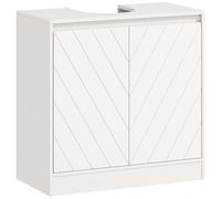 HOMCOM Mueble Bajo Lavabo, Mueble de Baño con 2 Puertas y Estante Ajustable, Armario de Baño para Lavabos con o sin Pedestal, Estilo Vintage, 60x30x59,8 cm, Blanco