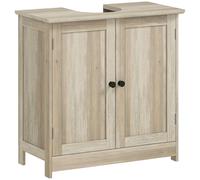 HOMCOM Mueble bajo Lavabo, mueble de baño con armario de 2 puertas, estante ajustable, antihumedad, 60 x 30 x 60 cm, gris