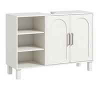 HOMCOM Mueble bajo Lavabo Mueble de Baño Moderno con 2 Puertas y Estantes Ajustables 90x30x63 cm Crema