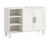 Homcom mueble bajo lavabo mueble de lavabo con pie armario de baño moderno con 2 puertas y estantes ajustables 90x30x63 cm crema 30 cm