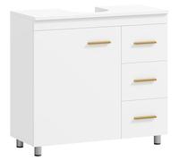 HOMCOM Mueble bajo lavabo para baño con 3 cajones, armario de 3 estantes y Soft Close, mueble bajo lavabo ahorra espacio con ranura en U, para lavabos con y sin soporte, 70 x 30 x 65 cm, blanco