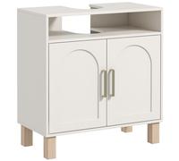 HOMCOM Mueble baño bajo lavabo mueble bajo lavabo armario 2 puertas con estantería ajustable 60 x 30 x 63 cm blanco