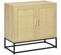 HOMCOM Mueble Buffet bajo estilo bohemio con armario 2 puertas mimbre tejido estante ajustable en altura 80x40x80 cm natural Aosom España