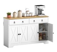 HOMCOM Mueble buffet de almacenaje para cocina estilo rústico 2 cajones y 2 armarios con estantes ajustables-di