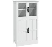 HOMCOM Mueble Buffet de cocina armario multi-almacenamiento 2 armarios puertas de cristal 4 estantes en madera Blanco Aosom España