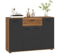 HOMCOM Mueble Buffet de salón con 4 armarios, cajones y estantes Regulables, Dim. 120 x 35 x 85 cm, marrón y Negro