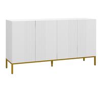 HOMCOM Mueble Buffet diseño contemporáneo gráfico 2 armarios puertas estantes ajustables en madera Blanco metal dorado Aosom España