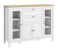 HOMCOM Mueble buffet para salón, mueble de almacenaje con 1 armario de doble puerta, 2 vitrinas, 2 cajones y estante ajustable