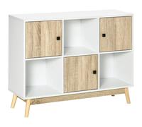 HOMCOM Mueble buffet para salón, mueble de almacenaje de 9 cubos con 3 puertas y 3 compartimentos abiertos, patas tipo pin, estilo moderno