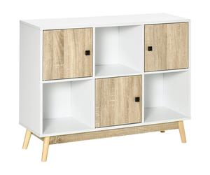 HOMCOM Mueble buffet para salón, mueble de almacenaje de 9 cubos con 3 puertas y 3 compartimentos abiertos, patas tipo pin, estilo moderno