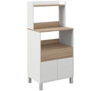 HOMCOM Mueble carrito de cocina para microondas con armario cajón estante superior 60 x 40 x 131 cm natural y blanco