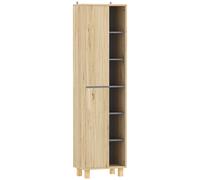 HOMCOM Mueble columna baño armario baño con 6 compartimentos abiertos y 2 armarios Madera Natural Aosom España
