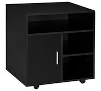 HOMCOM Mueble con Ruedas para Impresora Armario de Oficina Multifuncional con Estantes con Amplio Espacio de Almacenaje 60x50x65,5 cm Negro