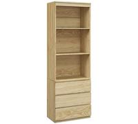 HOMCOM - Mueble de almacenamiento (180 cm, 3 estantes y 3 cajones) 60 x 35 x 180 cm de madera dim. 60 x 35 x 180 cm, efecto madera natural