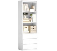 HOMCOM - Mueble de almacenamiento (180 cm, 3 estantes y 3 cajones, madera, 60 x 35 x 180 cm), color blanco