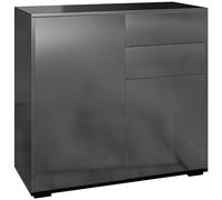 HOMCOM Mueble de almacenamiento aparador, armario con 2 cajones y 2 armarios con puertas, estantes ajustables, para sala de estar, cocina, dormitorio, 79 x 36 x 74 cm, color negro brillante