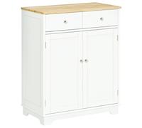 HOMCOM Mueble de Almacenamiento Buffet 2 puertas con estante ajustable 2 cajones deslizantes encimera madera de caucho Aosom España