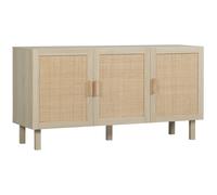 HOMCOM Mueble de Almacenamiento Buffet Armario 3 Puertas con Estante Ajustable Efecto Rejilla Estilo Bohemio - 136x41x70 cm Aosom España
