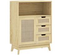 HOMCOM Mueble de Almacenamiento Buffet con 3 cajones armario estante ajustable para salón cocina 60x30x81 cm Madera Natural Aosom España
